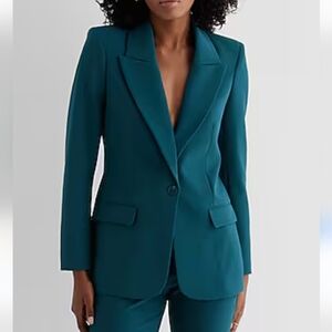Express Teal Green Thick Classic Blazer Suit Jacket M